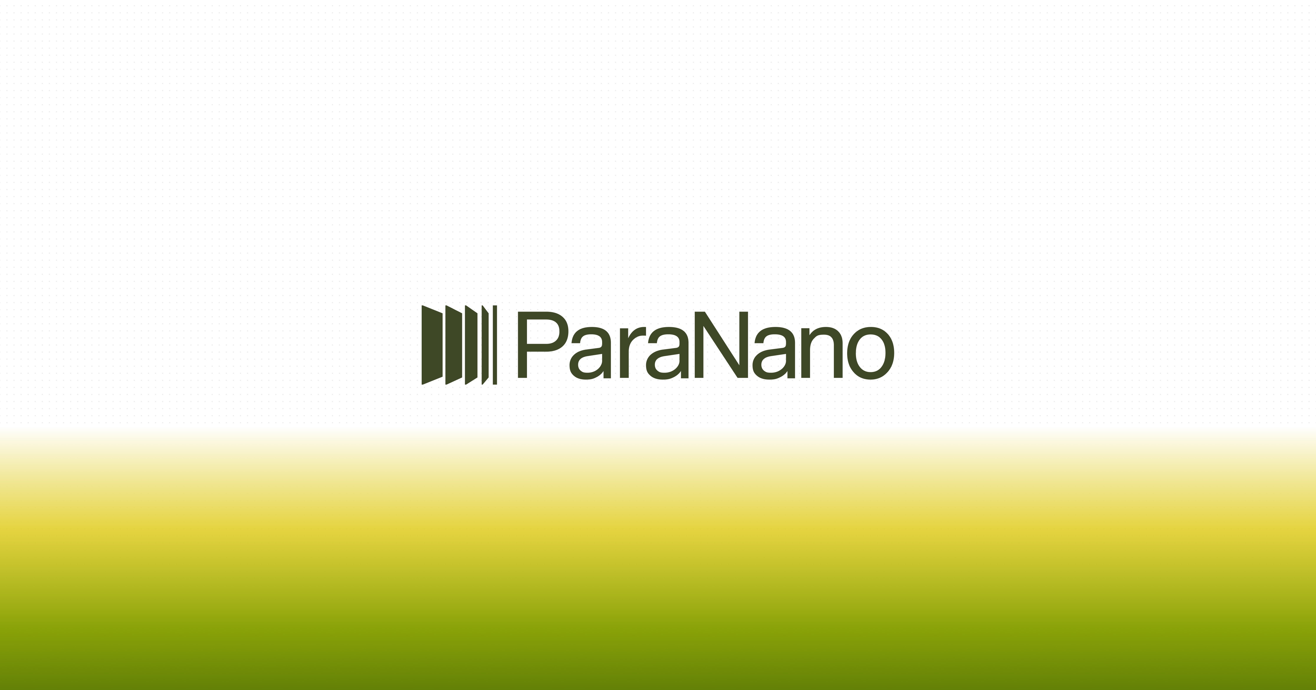 The ParaNano logo mark and wordmark on white, above a yellow-to-green gradient